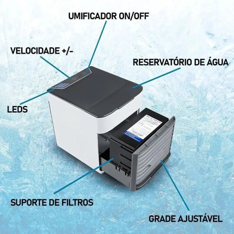 Mini ar condicionado portátil Ártico refrigerador de ar umidificador ar condicionado luz led